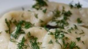 Delicious and spicy dumplings with cheese Dumplings with cheese and herbs