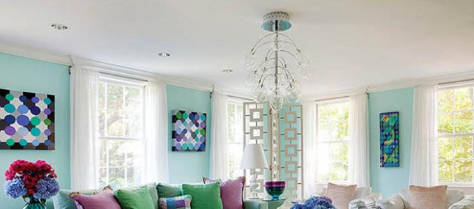 Curtains for turquoise wallpaper: choose to taste Turquoise veil in the interior